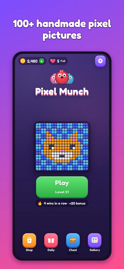 Home screen with the next level